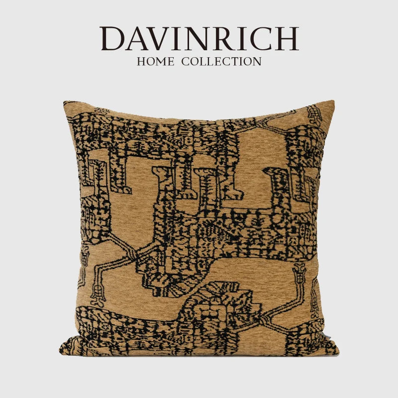 Afralia™ Modern Abstract Mountain Leopard Jacquard Throw Pillow Case Luxury Nepal Handmade