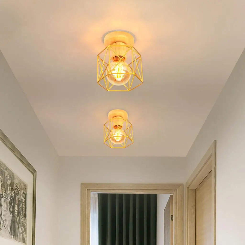 Afralia™ Wrought Iron Industrial Ceiling Light Fixture Vintage Lighting for Corridor Kitchen Balcony