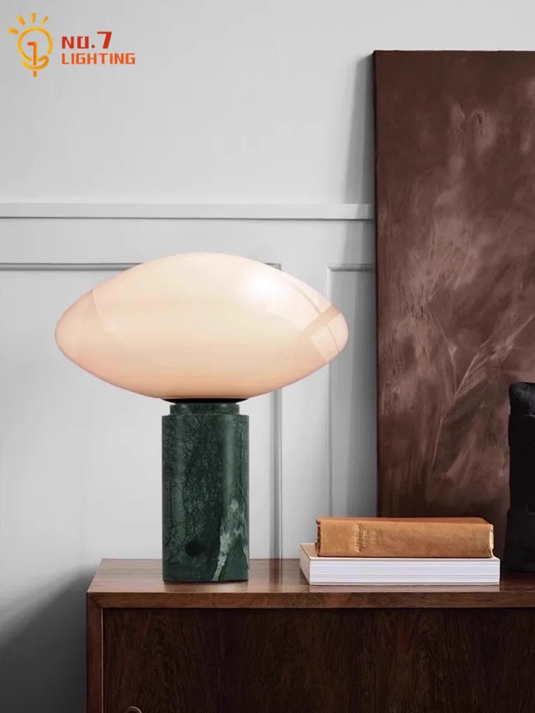 Afralia™ Green Marble LED Table Lamp Nordic Minimalist Design