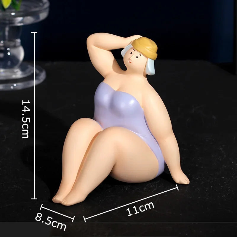 Afralia™ Beach Swimsuit Women Resin Sculpture Figure Desk Ornament Room Decor