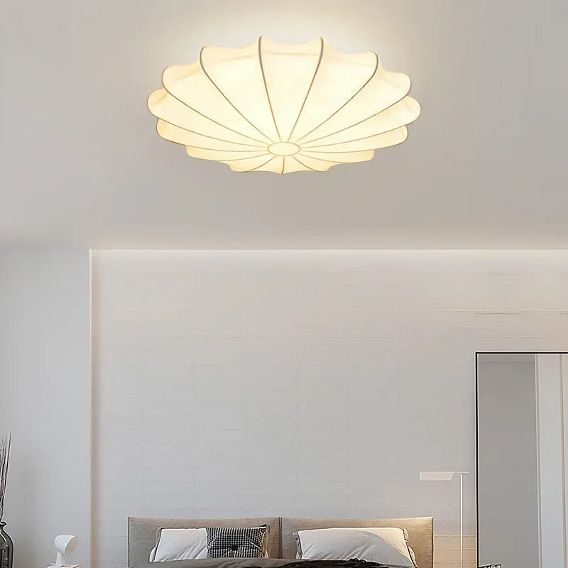 Afralia™ Wabi Sabi Cream Silk Pendant Lamp - Elegant Nordic Style Flower Hang Light