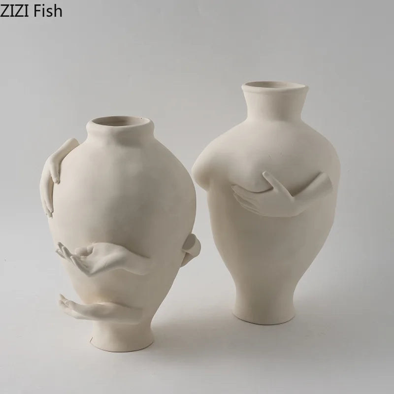 Afralia™ Abstract Art Ceramic Vase for Desk Decoration and Room Aesthetic