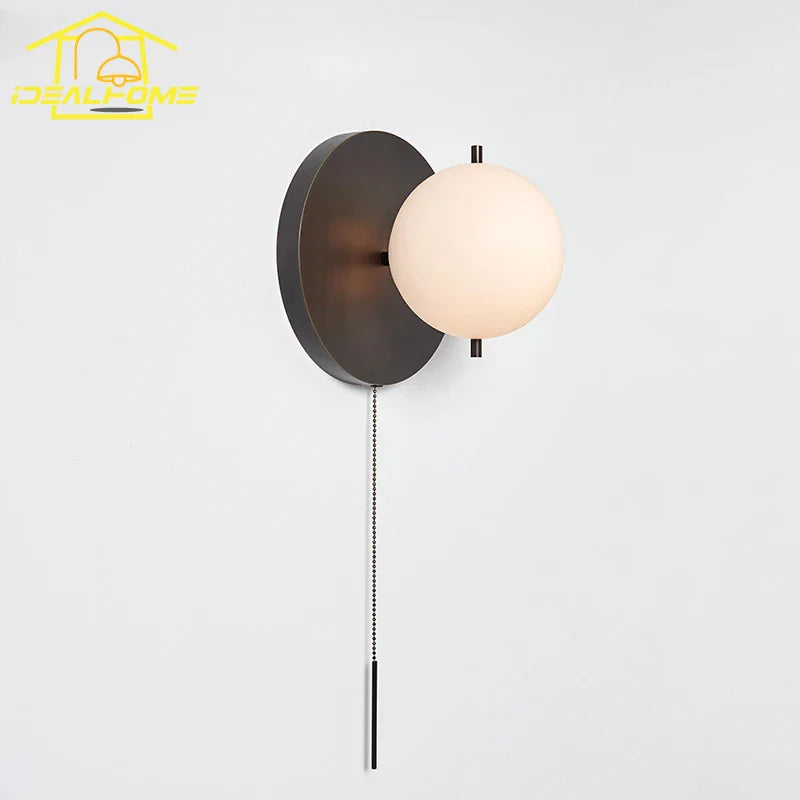 Afralia™ Black/Gold Ball Wall Lamp - Minimalist Iron Art Decor for Bedroom & Cafe