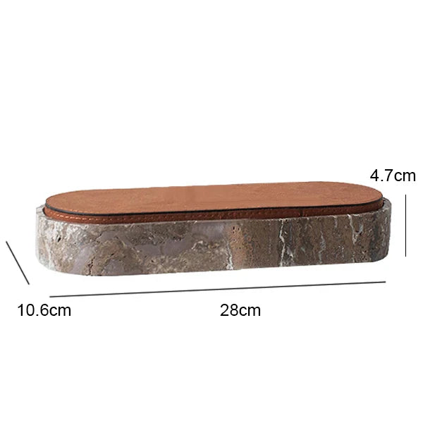 Afralia™ Natural Stone Oval Jewelry Box with Leather Cover