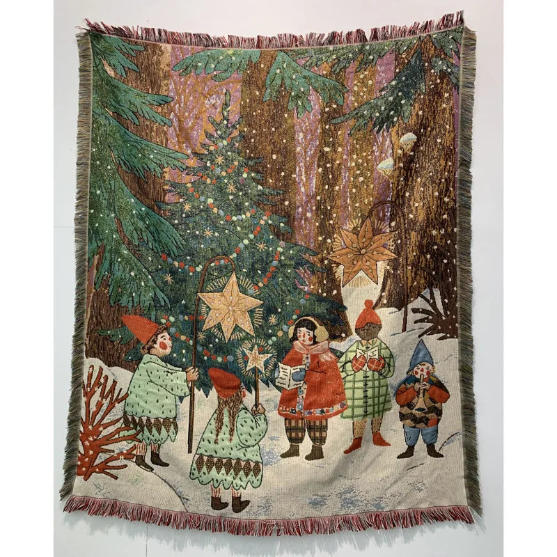 Afralia™ Nutcracker Christmas Throw Blanket