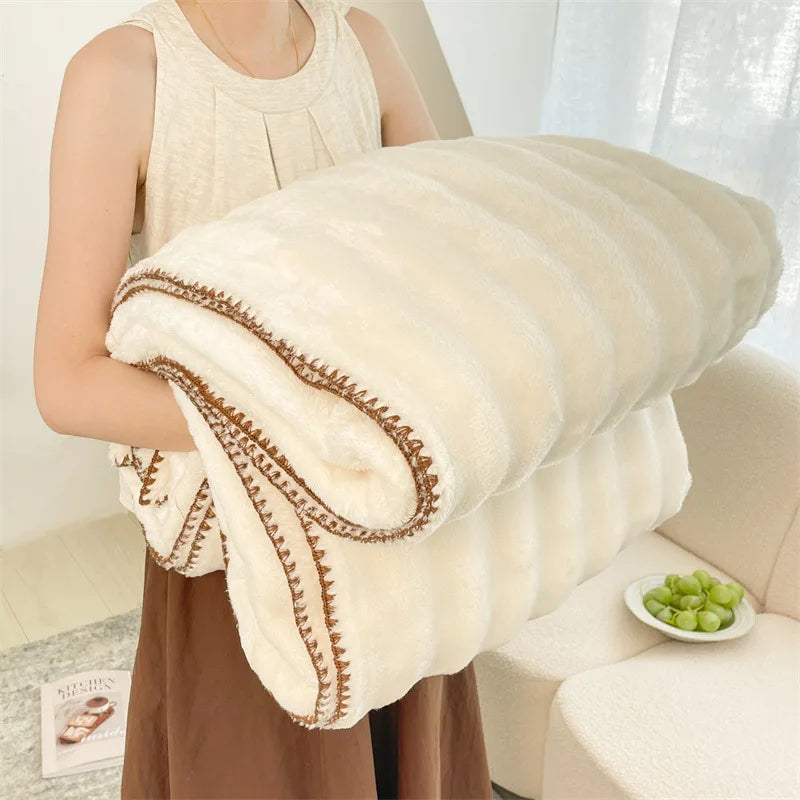 Afralia™ Bubble Velvet Woolen Sofa Blanket - Soft & Warm Multi-Purpose Cover