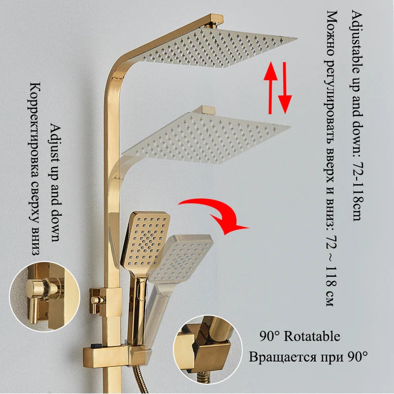 Afralia™ Digital Display Thermostatic Shower Faucet Set with Rain Shower Column, Black