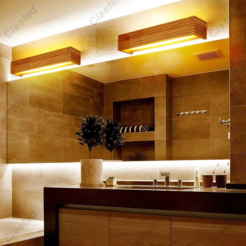 Afralia™ Modern Nordic Wood Wall Sconce Lights for Bathroom Hotel Background Decoration Fixtures