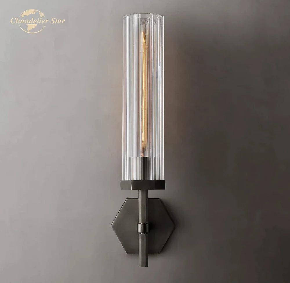 Afralia™ Hexagonal LED Crystal Sconce: Modern Wall Lighting for Bathroom, Living Room, Bedroom