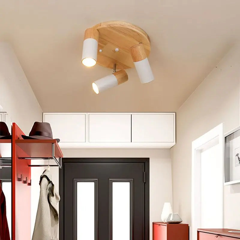 Afralia™ Rotatable Multihead LED Wooden Ceiling Light for Bedroom and Living Room