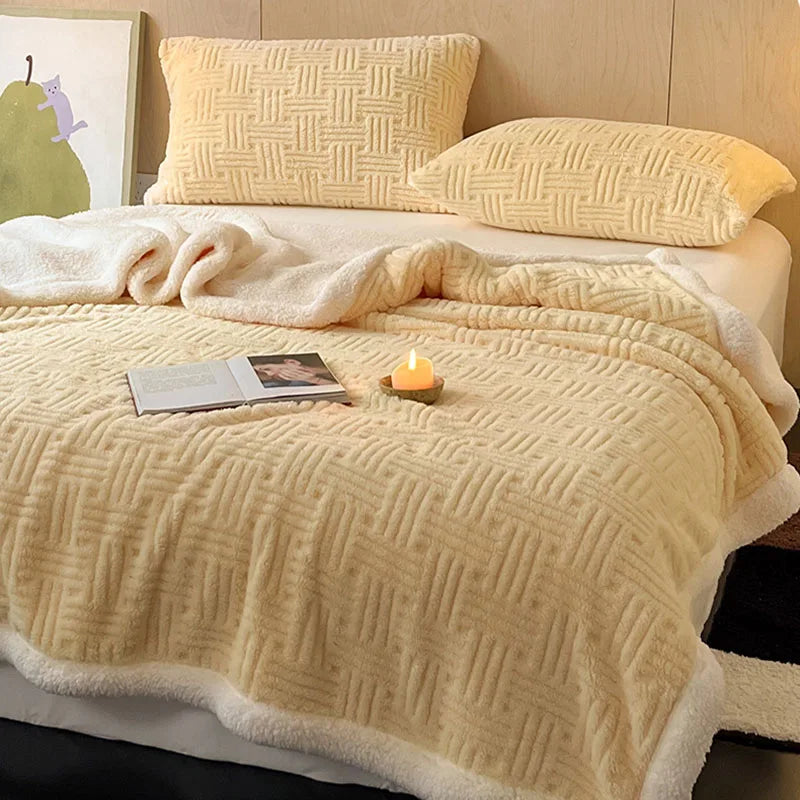 Afralia™ Jacquard Lamb Wool Double-Layer Blanket for Cozy Comfort & Style
