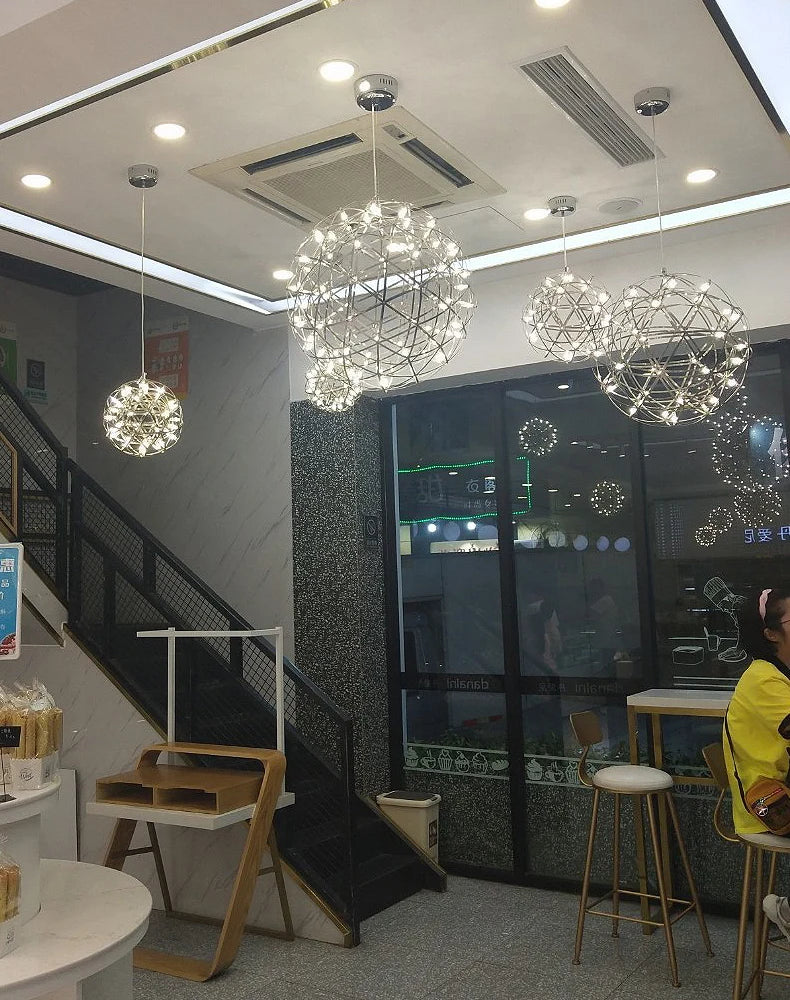 Afralia™ Spark Sphere Chandelier: Starry Sky Commercial Light for Restaurant, Mall, and Shop