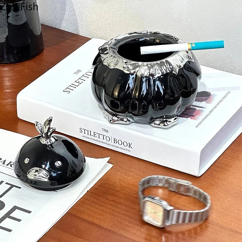 Afralia™ Duck Shaped Ceramic Ashtray with Lid - Windproof Smoking Accessories