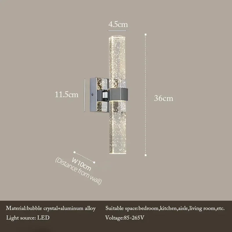 Afralia™ Bubble Crystal LED Wall Lamp: Modern Bathroom Living Room Bedroom Sconce Lighting