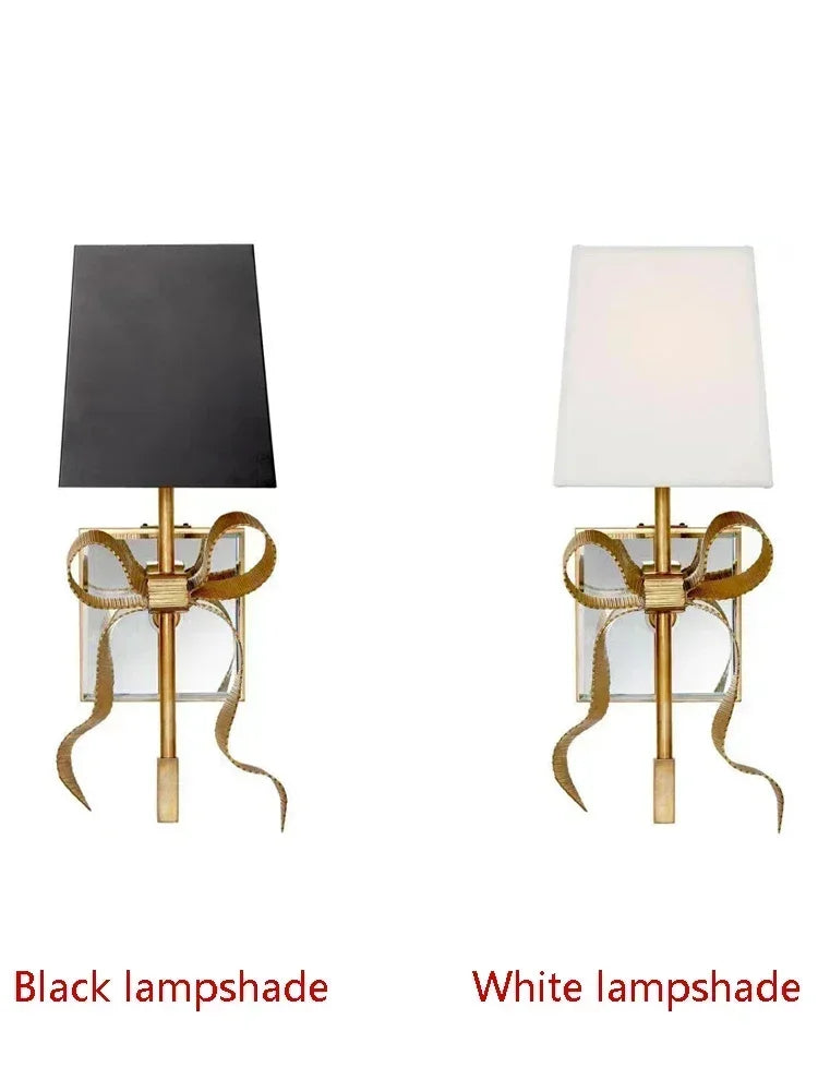 Afralia™ Retro Bow Bronze Ribbon Black/Gold LED Wall Lamp for Modern Interior Decoration