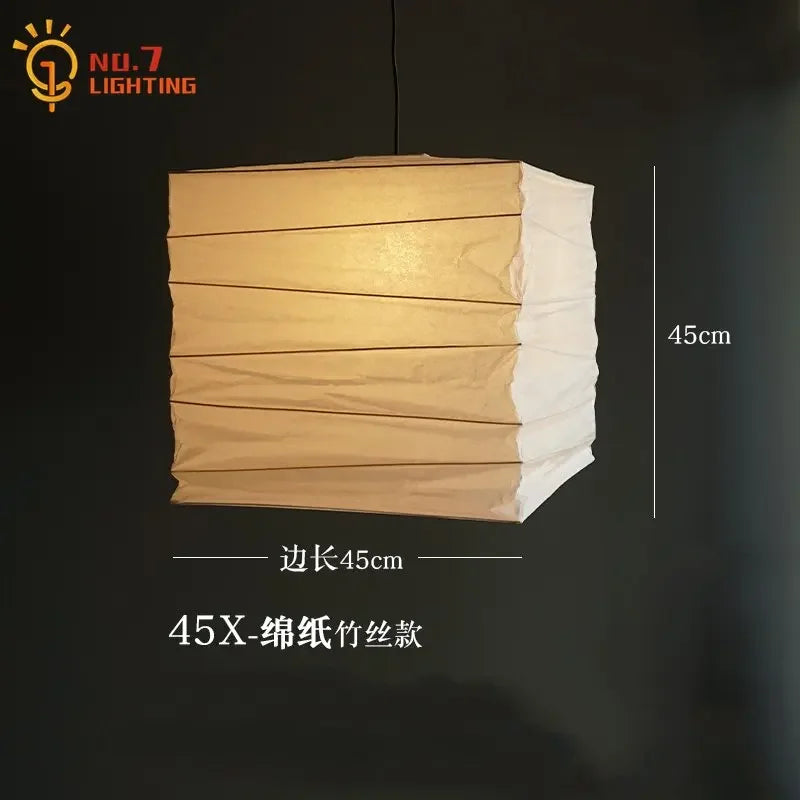 Afralia™ Wabi-sabi Noguchi Square Pendant Light - Modern Home Decor for Living/Dining Room