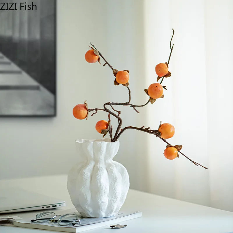 Afralia™ Flower Bud Ceramic Vase | Artificial Floral Arrangement Desk Decoration