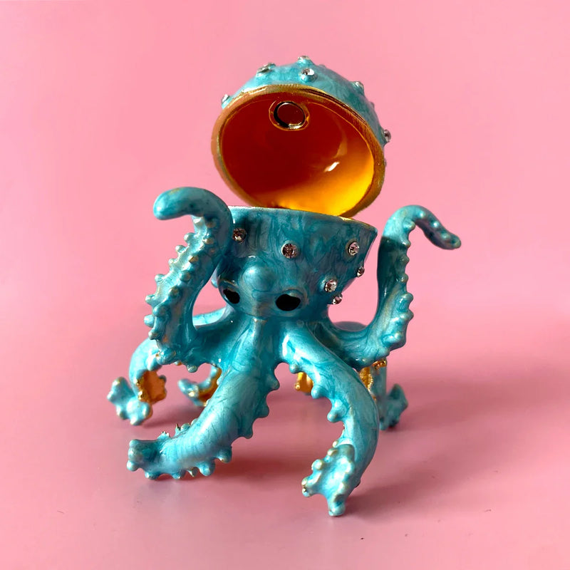 Afralia™ Octopus Trinket Box: Bejeweled Hand-Painted Ring Holder & Collectible Figurine