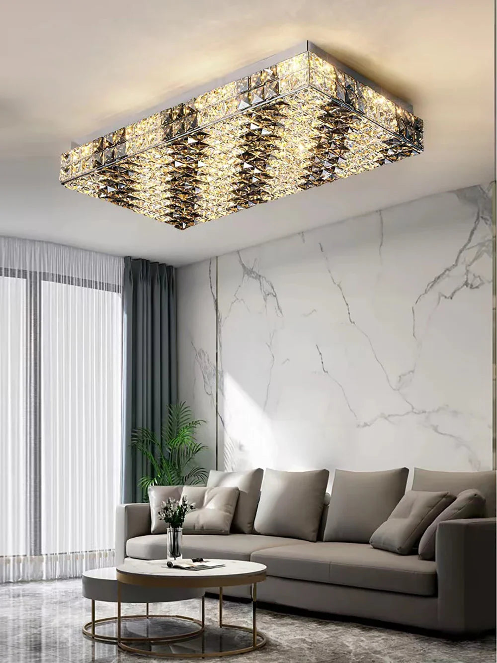 Afralia™ Crystal LED Rectangle Chandelier for Elegant Home Decor