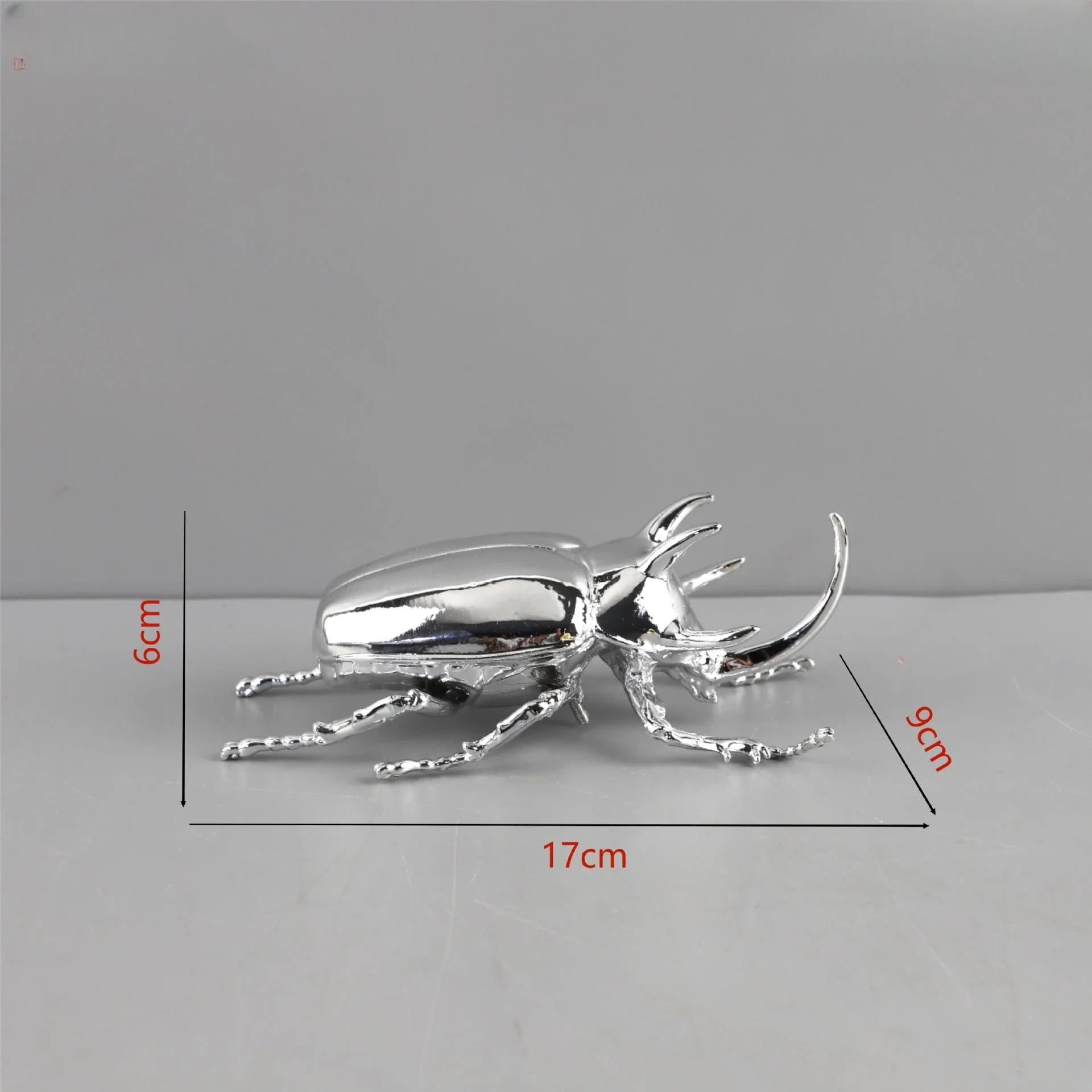 Afralia™ Silvery Insect Dragonfly Unicorn Beetle Figurines for Home Decoration