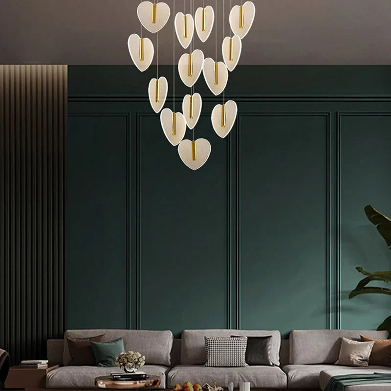 Afralia™ Luxury Acrylic Love Chandelier: Modern Crystal Gold LED Hanging Lamp