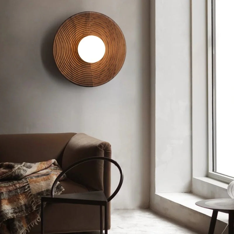 Afralia™ Nordic LED Walnut Wood Glass Wall Light - Modern Simple Luminaire