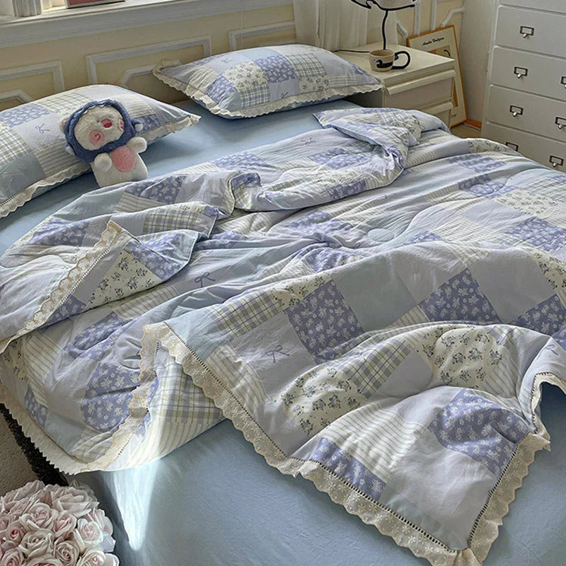 Afralia™ Hollow Lace Summer Quilt Set - Skin-Friendly Duvet Cover Kit - Flower Print Bedding