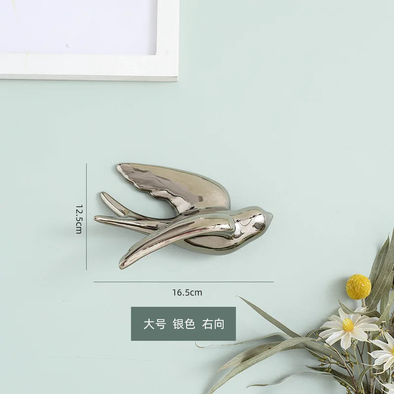 Afralia™ Golden Bird Swallow Sculpture Wall Decor Three-dimensional Handicrafts