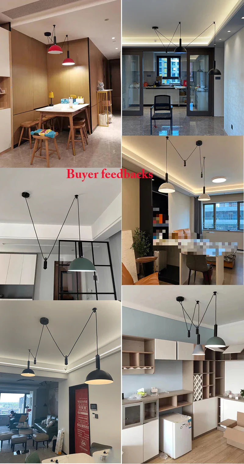 Afralia™ Nordic Pulley LED Pendant Lights for Dining Room Kitchen Island