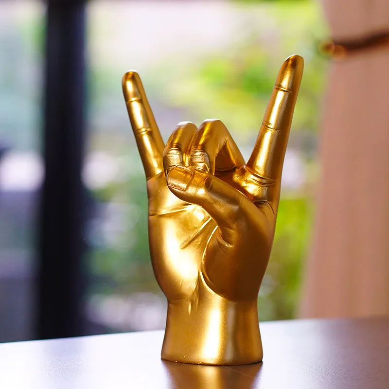 Afralia™ Rock Gesture Resin Ornaments: Stylish Handcrafted Home Decor for Living Room & Bedroom