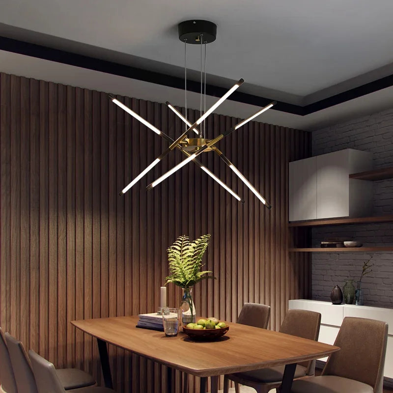 Afralia™ Linen Ceiling Chandelier: Black Gold Pendant Lamp for Home, Office, or Restaurant