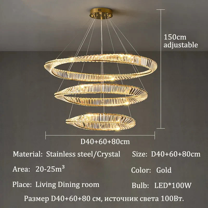 Afralia™ Crystal Pendant Lights: Modern Luxury LED Chandelier for Home Dining Room Decor