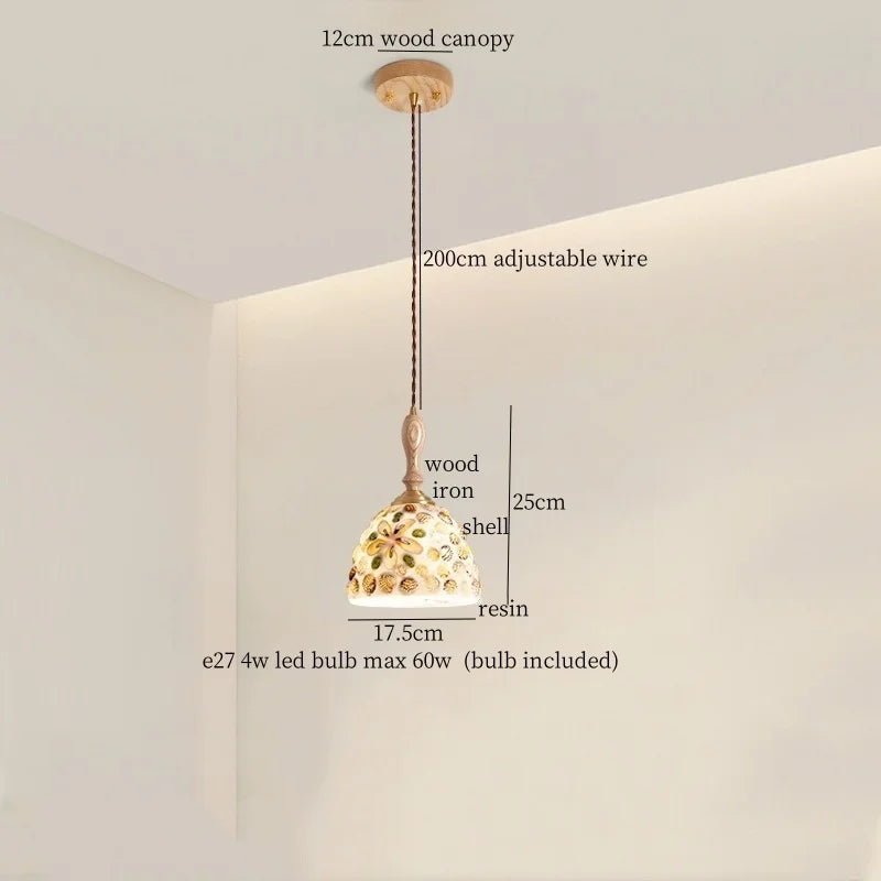 Afralia™ Vintage Resin LED Hang Lamp With Wood Handle - French Style Lighting