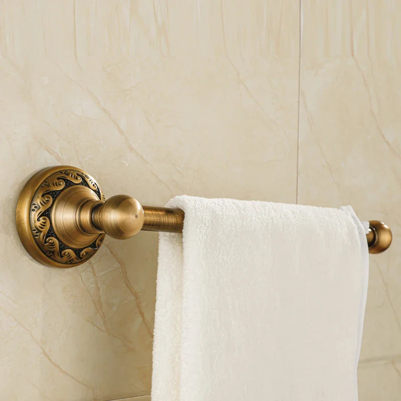 Afralia™ Aluminium Wall Mounted Round Towel Holder in Antique Brass - Classic Bathroom Accessories