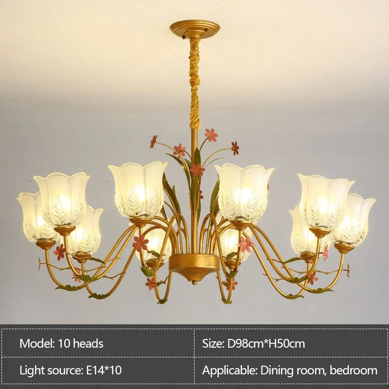 Afralia™ French Romance Flower Chandelier LED Hanging Light for Home Decor