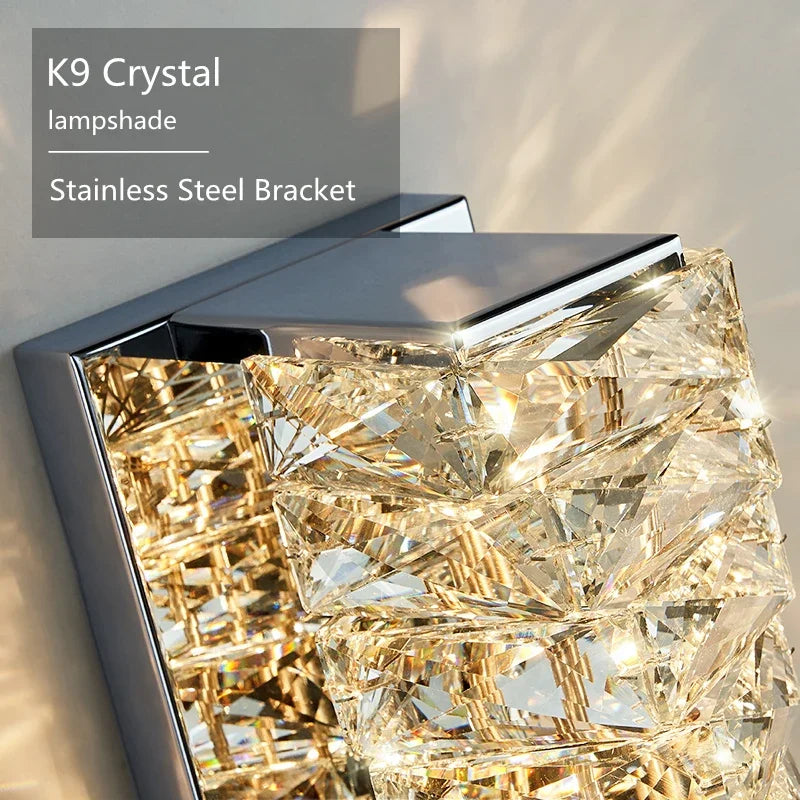 Afralia™ Crystal LED Wall Light: Modern Luxury Sconce for Living Room, Aisle, Bedside