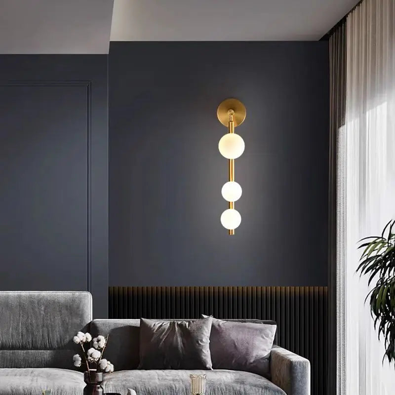 Afralia™ Glass Ball Wall Lights Living Room Coffee Shop Gold Black Pearl Mirror Light