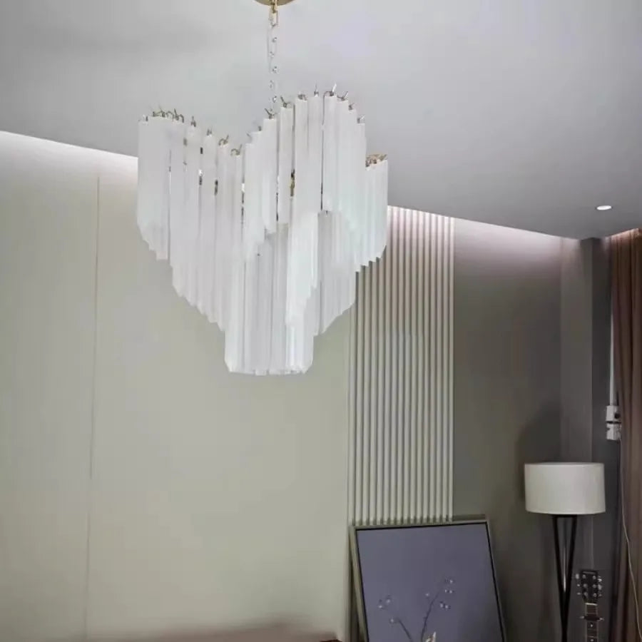 Afralia™ Nordic Vintage White Crystal Glass Pendant Light - Elegant Modern Lighting