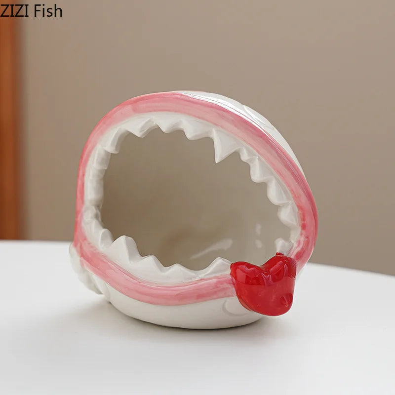 Afralia™ Man-eating Flower Ceramic Ashtray - Fun Office Desktop Ash Tray Gift