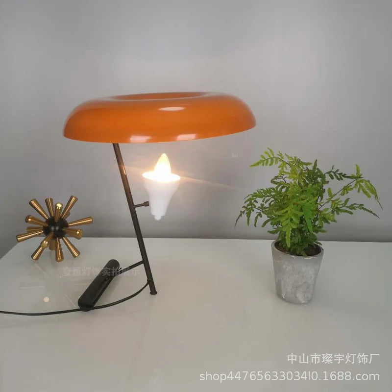 Afralia™ Elegant Nordic Desk Lamp with Orange Lampshade for Living Room, Bedroom and Study