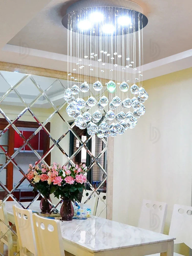 Afralia™ Modern Italian Crystal Ball Duplex Villa Chandelier Living Room Pendant Light