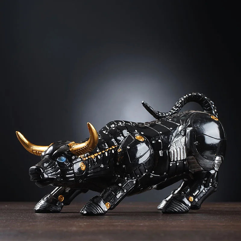 Afralia™ Miami Bitcoin Bull Robot Statue for Office Desk Decor and Wall Street Enthusiasts