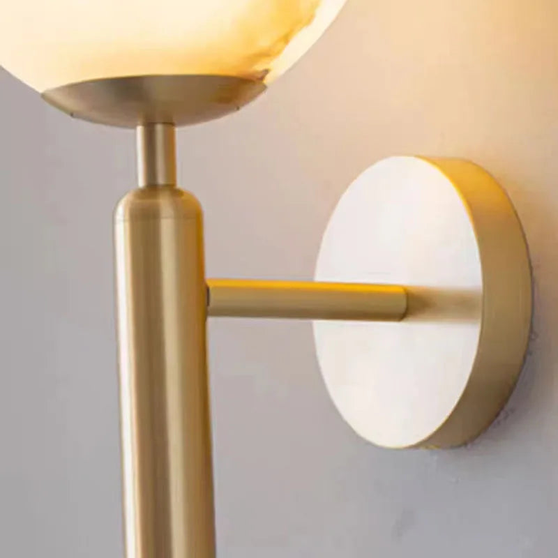 Afralia™ Marble Stone Ball Wall Sconce, G9 Brass Gold Lighting Fixtures for Home Décor