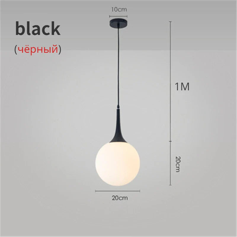 Afralia™ Nordic Glass Ball Pendant Lights LED Chandelier for Living Room & Restaurant