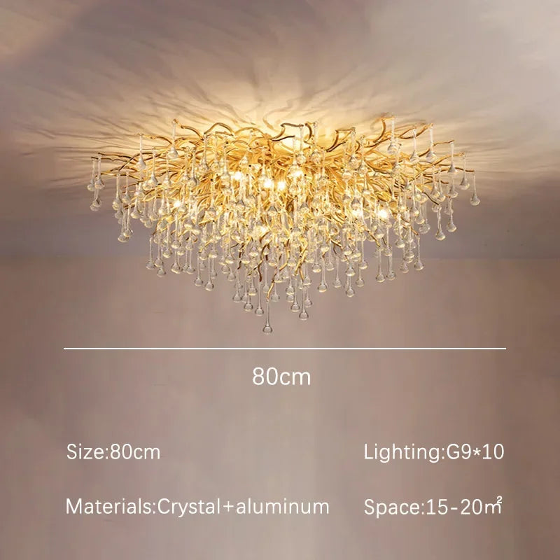 Afralia™ Gold Crystal Chandelier: Dining Living Room Kitchen Table Modern Luxury Lighting