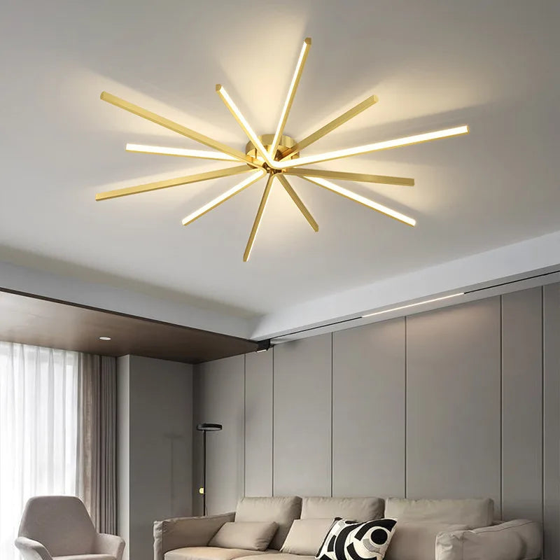 Afralia™ Copper Strip LED Ceiling Lamp - Modern Minimalist Luxury Lighting for Living Room