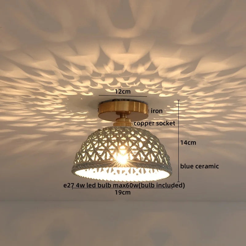 Afralia™ Ceramic LED Ceiling Lights: Modern Hollow Design for Living Room, Aisle, Balcony