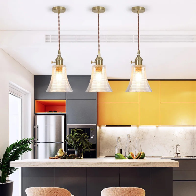 Afralia™ Petal Glass Copper LED Pendant Light- Modern Nordic Design