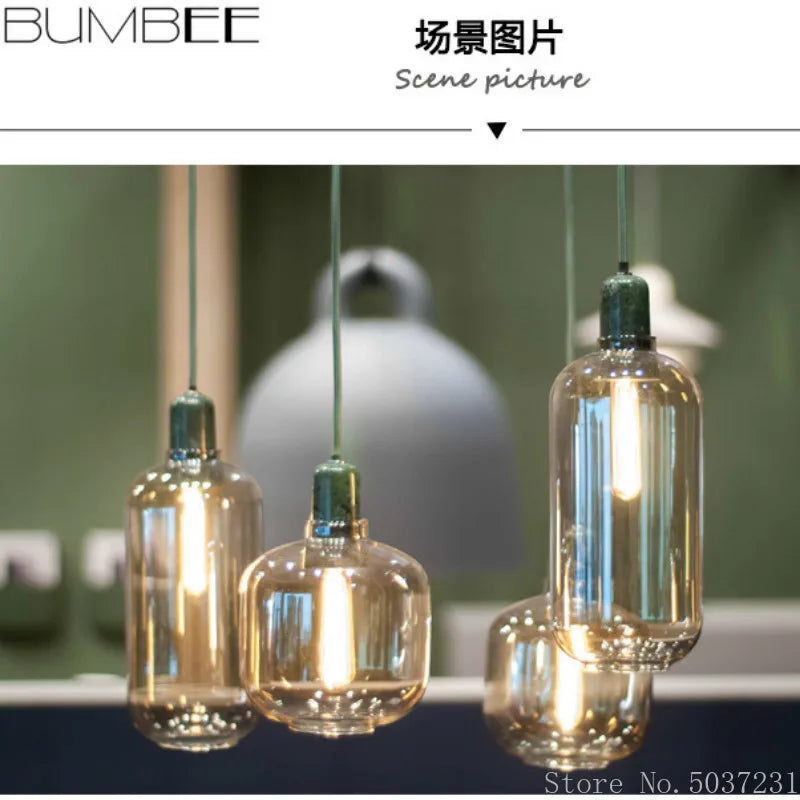 Afralia™ Industrial Stained Glass Pendant Lamp LED Hanging Lights for Dining & Living Room