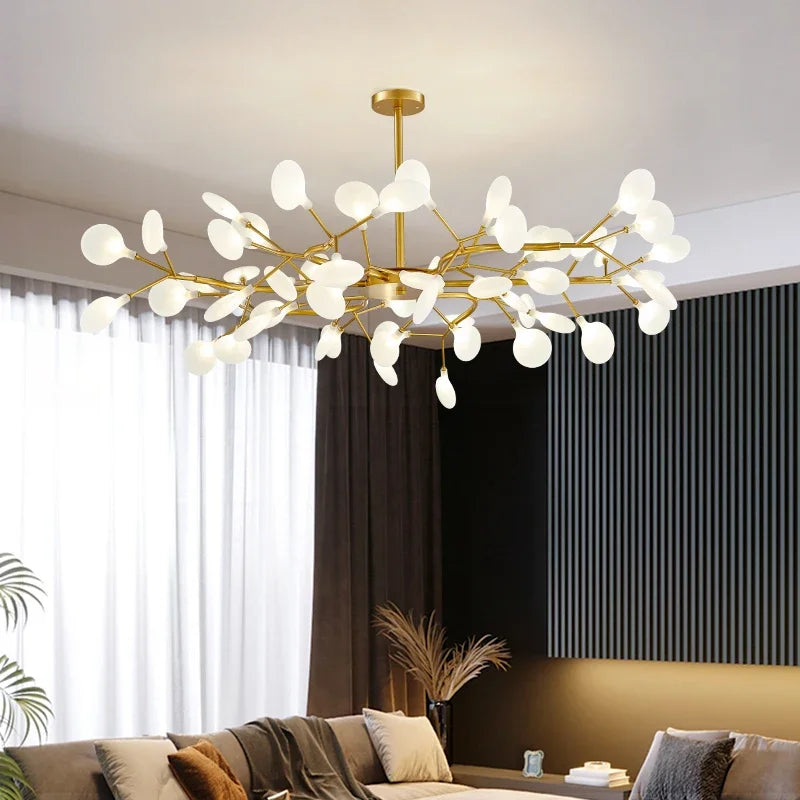 Afralia™ Firefly LED Chandelier Black Gold - Modern Minimalist Ceiling Pendant Lamp